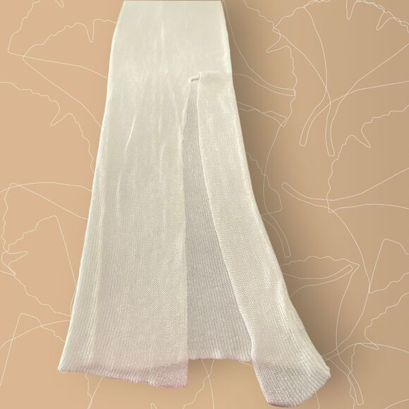 White High Slit Cover Up Mesh Textured Maxi Sun Beach Dress Backless Small - Picture 11 of 14